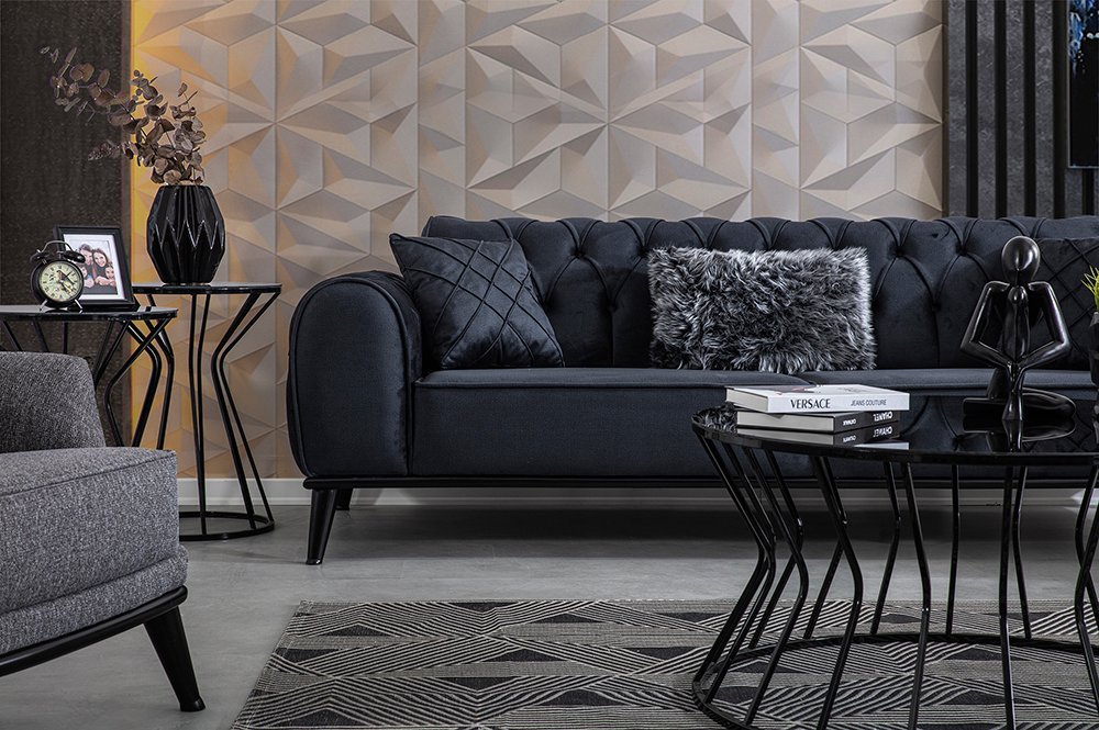 Tetra 3'lü Kapitoneli Koltuk